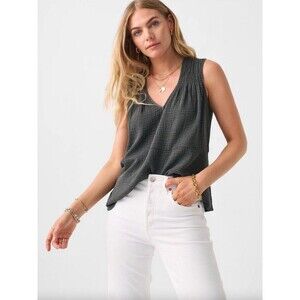 Faherty Ainsley Dream Cotton Gauze Tank Top in Gray Size M EUC!!!
